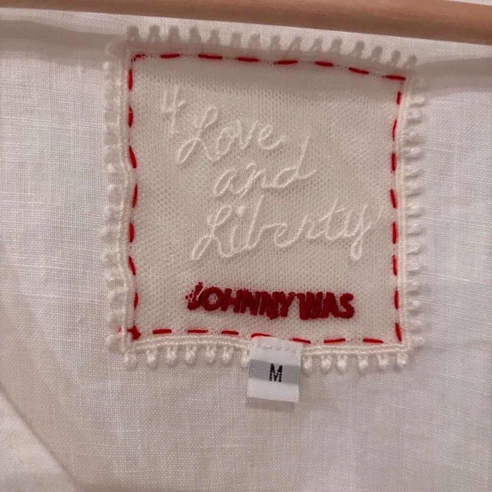 4 Love And Liberty Johnny Was Linen Crochet Embroidered Wrap Style Top Size M - Picture 3 of 16